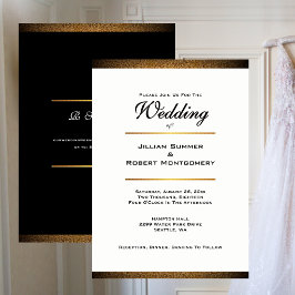 Convites Casamento Moderno em Preto e Branco com Dourado
