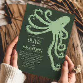 Convites Casamento Moderno Estilizado Octopus Sea