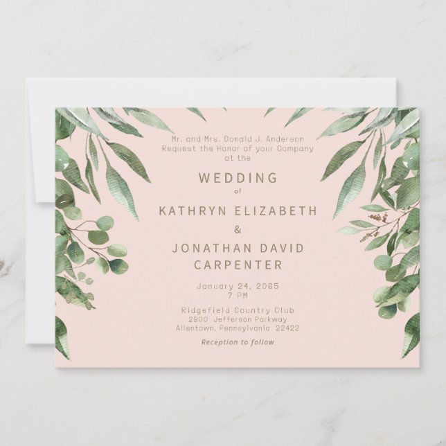 Convites Casamento Moderno Eucalyptus (Frente)