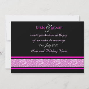 Convites Casamento Moderno Fantasia Floral Rosa Choque e Pr