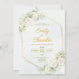 Convites Casamento Moderno Floral Boho Elegante Verde Suave
