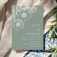 Casamento Moderno Floral Branco Elegante em Verde