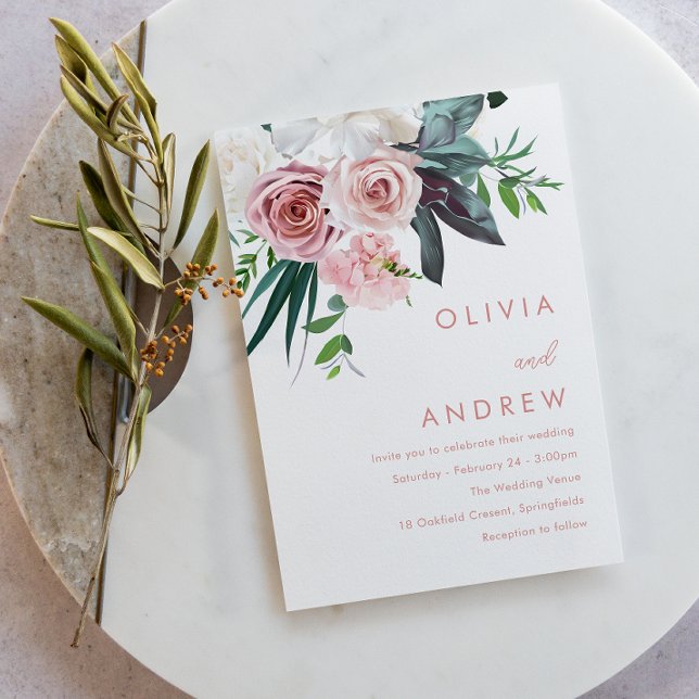 Convites Casamento Moderno Floral De Lush Tropical (Criador carregado)