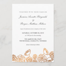 Convites Casamento Moderno Floral de Luxury Gold Foil
