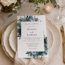 Casamento moderno floral em azul naval e azul poei