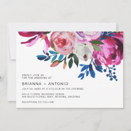 Convites Casamento Moderno Floral Rosa-Rosa-Brilhante-Brilh
