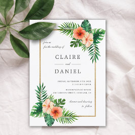 Convites Casamento Moderno Floral Tropical Watercolor