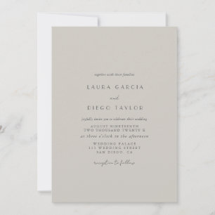 Convites Casamento Moderno Formal Taupe Script