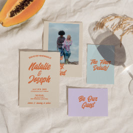 Convites Casamento Moderno Funky Bold Colorido Brilhante
