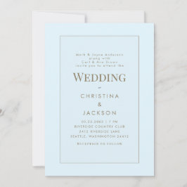 Convites Casamento Moderno Gelo Azul Ambos os Pais