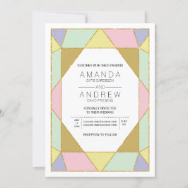 Convites Casamento moderno geométrico abstrato rosa menta j