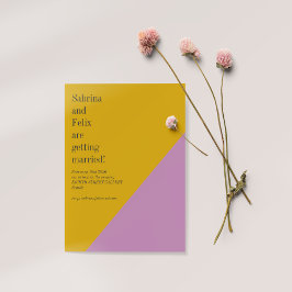 Convites Casamento Moderno Geométrico com Bloco de Cor Amar