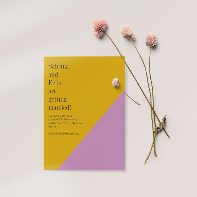 Convites Casamento Moderno Geométrico com Bloco de Cor Amar (Criador carregado)