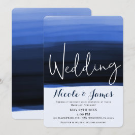 Convites Casamento Moderno Glam com Tons de Azul Água do Oc