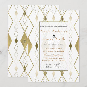 Convites Casamento Moderno Glamouroso com Diamantes Brancos