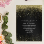 Convites Casamento Moderno Glitter Dourado Negro Elegante<br><div class="desc">Casamento Moderno Glitter Dourado Negro Elegante</div>