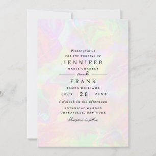 Convites Casamento Moderno Holográfico Iridescente Elegante