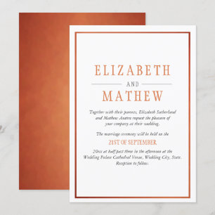 Convites Casamento Moderno Laranja-Laranja-Cor-de-Cobre Bra