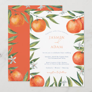 Convites Casamento Moderno Laranja Mediterrâneo Citrino