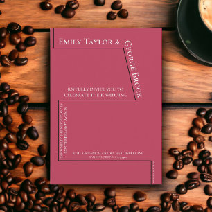 Convites Casamento Moderno Magenta Magenta - Escrita Branca