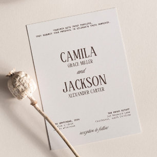 Convites Casamento Moderno Marfim e Marrom