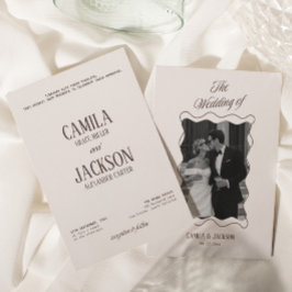 Convites Casamento Moderno Marfim e Marrom 