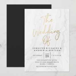 Convites Casamento Moderno Mármore Branco Dourado | Casamen