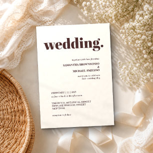 Convites Casamento Moderno Marrom Tom Terra Minimalista