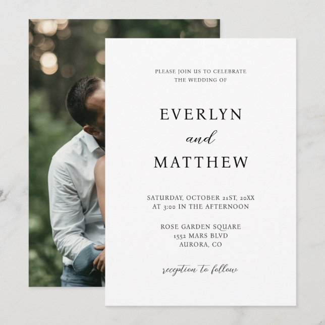 Convites Casamento Moderno Minimalista (Frente/Verso)