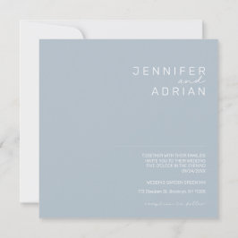Convites Casamento Moderno Minimalista Azul Pastel Elegante
