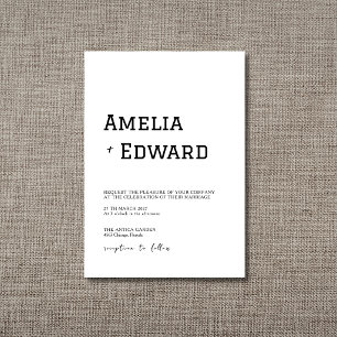 Convites Casamento Moderno Minimalista Branco e Preto