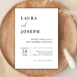 Convites Casamento Moderno Minimalista Branco Personalizado