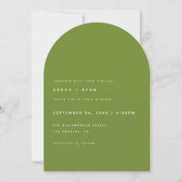 Convites Casamento Moderno Minimalista com Arco Verde Oliva