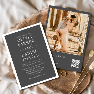 Convites Casamento Moderno Minimalista com Código QR Elegan