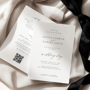 Convites Casamento moderno minimalista com código QR em ver