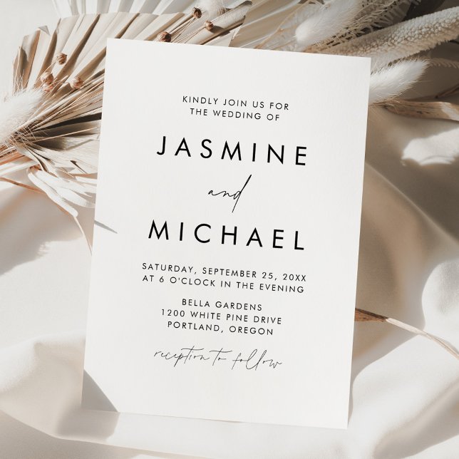 Convites Casamento Moderno Minimalista com Letra Preta (Criador carregado)
