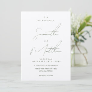 Convites Casamento Moderno Minimalista com Letra Script em 