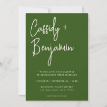 Casamento Moderno Minimalista de Script Verde Flor