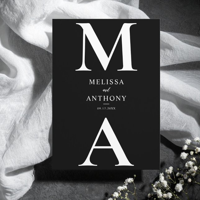 Convites Casamento Moderno Minimalista do Monograma Branco  (Criador carregado)
