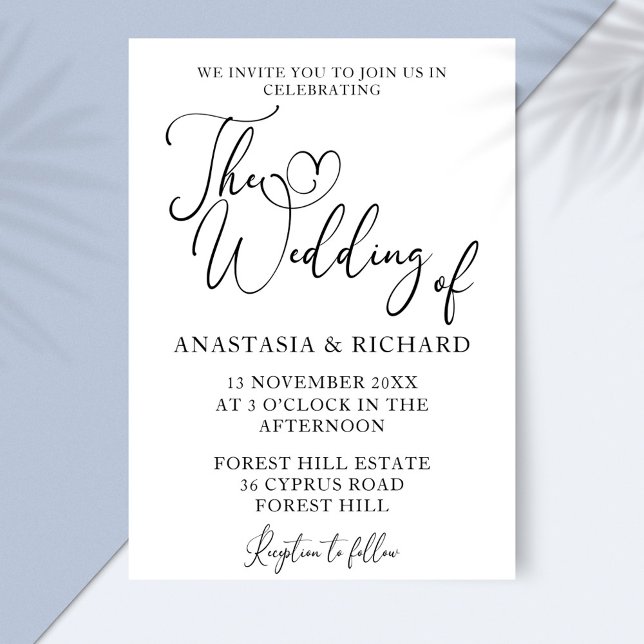 Convites Casamento Moderno Minimalista Elegante (Elegant Script Modern Minimalist Wedding Invitation)