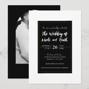 Convites Casamento Moderno Minimalista Elegante Preto Branc