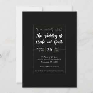 Convites Casamento Moderno Minimalista Elegante Preto e Dou