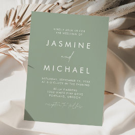 Convites Casamento Moderno Minimalista em Verde Sage