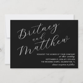 Convites Casamento Moderno Minimalista Foto Script Preto