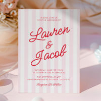 Casamento Moderno Minimalista Listras Rosa Vermelh