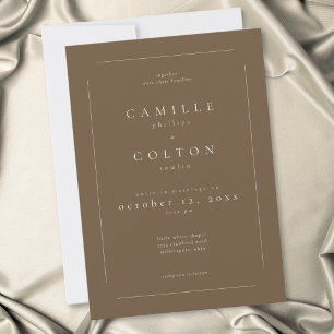 Convites Casamento Moderno Minimalista Marrom Cacau Elegant