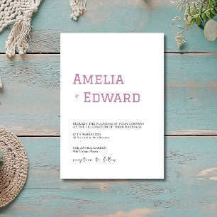 Convites Casamento Moderno Minimalista Mauve e Preto