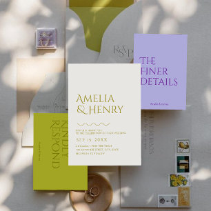 Convites Casamento moderno minimalista ousado de Borda ondu