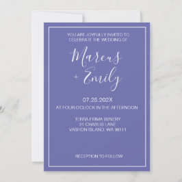 Convites Casamento Moderno Minimalista Periwinkle & White