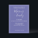 Convites Casamento Moderno Minimalista Periwinkle & White<br><div class="desc">Convite para casamento bonito,  moderno,  minimalista e moderno,  apresenta fundo azul periwinkle com blocos de texto personalizáveis brancos em fontes modernas</div>